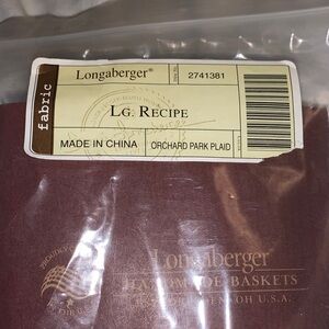 Longaberger Orchard Park Plaid Recipe Organizer liner